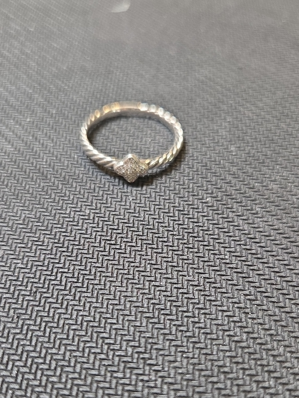 David Yurman Silver Twisted Cable Ring with Pavé Quatrefoil